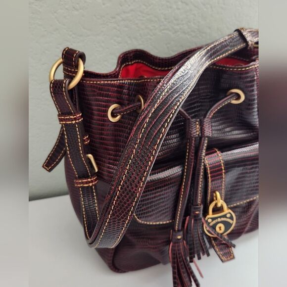 Dooney & Bourke Lizard Embossed Drawstring Shoulder Bag - Picture 3 of 15